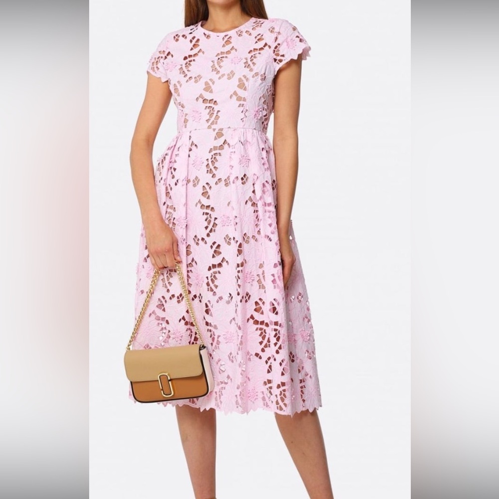NWT self portrait baby pink lace midi dress size 0